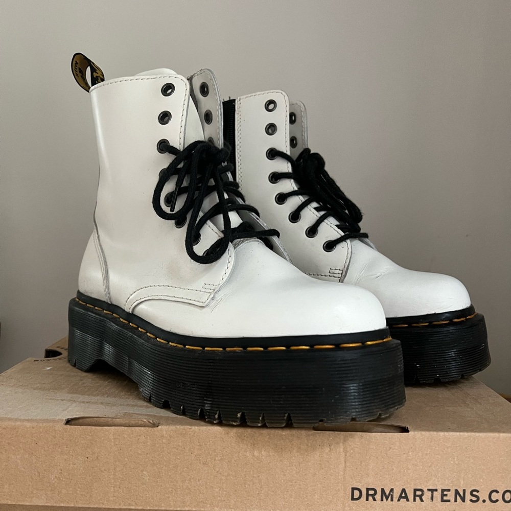 Dr. Martens Pascal White Platform Boots